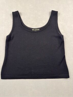 St. John Knits Basics Black  Scoop Neck Medium Suit Tank Shell Classic Luxe VTG